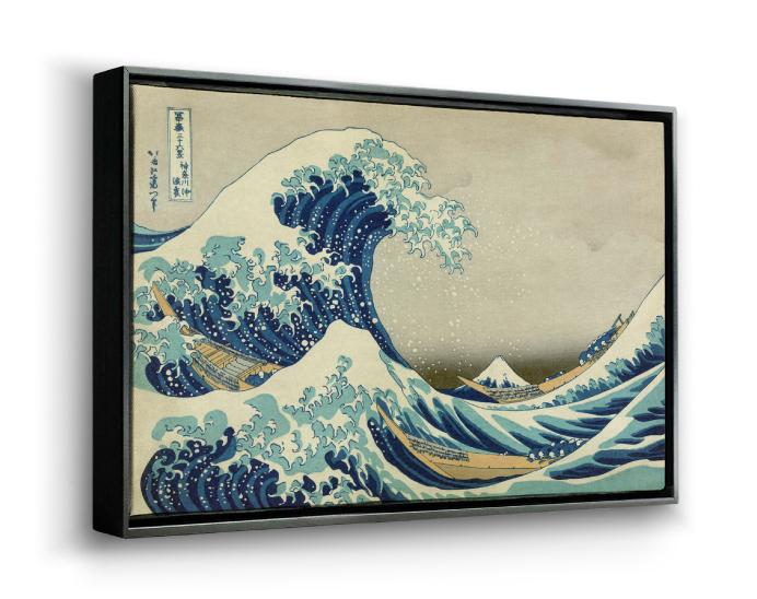 Framed canvas wall art in a horizontal 3D view