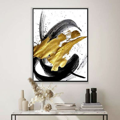 Gold and Black Streaks Canvas Set