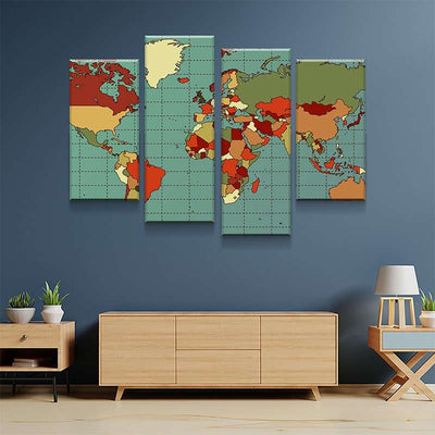 World Map No11 Canvas Set