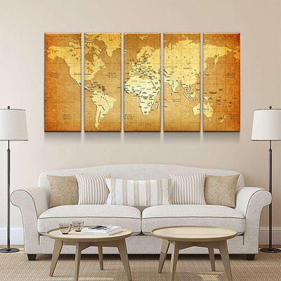 World Map No12 Canvas Set