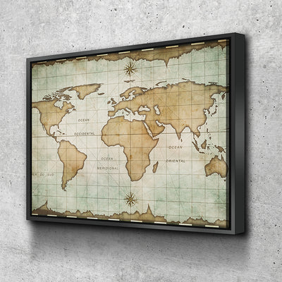 World Map No9 Canvas Set