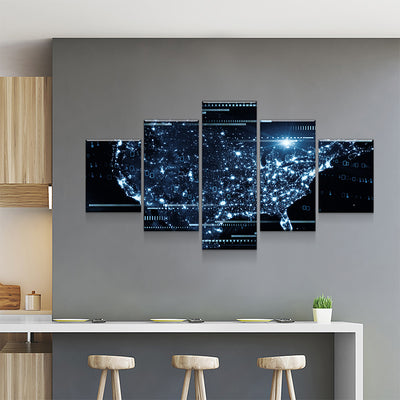 Futuristic USA Map Canvas Set