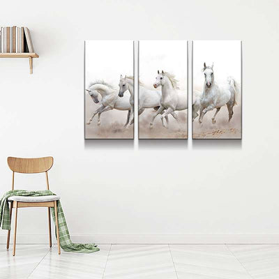 White Arabian Horses Canvas Set
