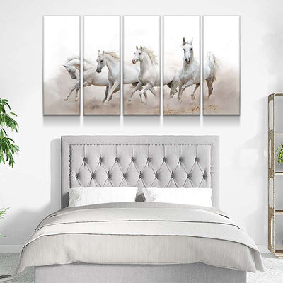 White Arabian Horses Canvas Set