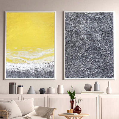 Yellow Silver Grey Canvas Set